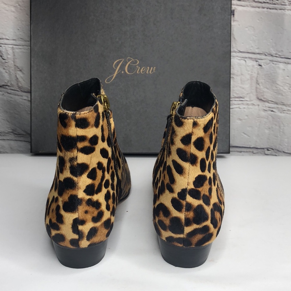 J. Crew Pointy-Toe Booties in Leopard Calf Hair - Size 7 - Picture 7 of 9